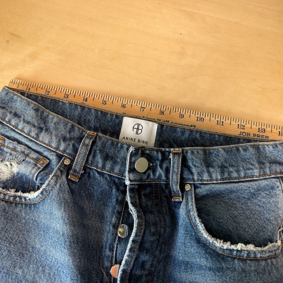Anine Bing Medium Wash Button-Fly Distressed Sonya Jeans - Proto Wash - 27 - Picture 8 of 10